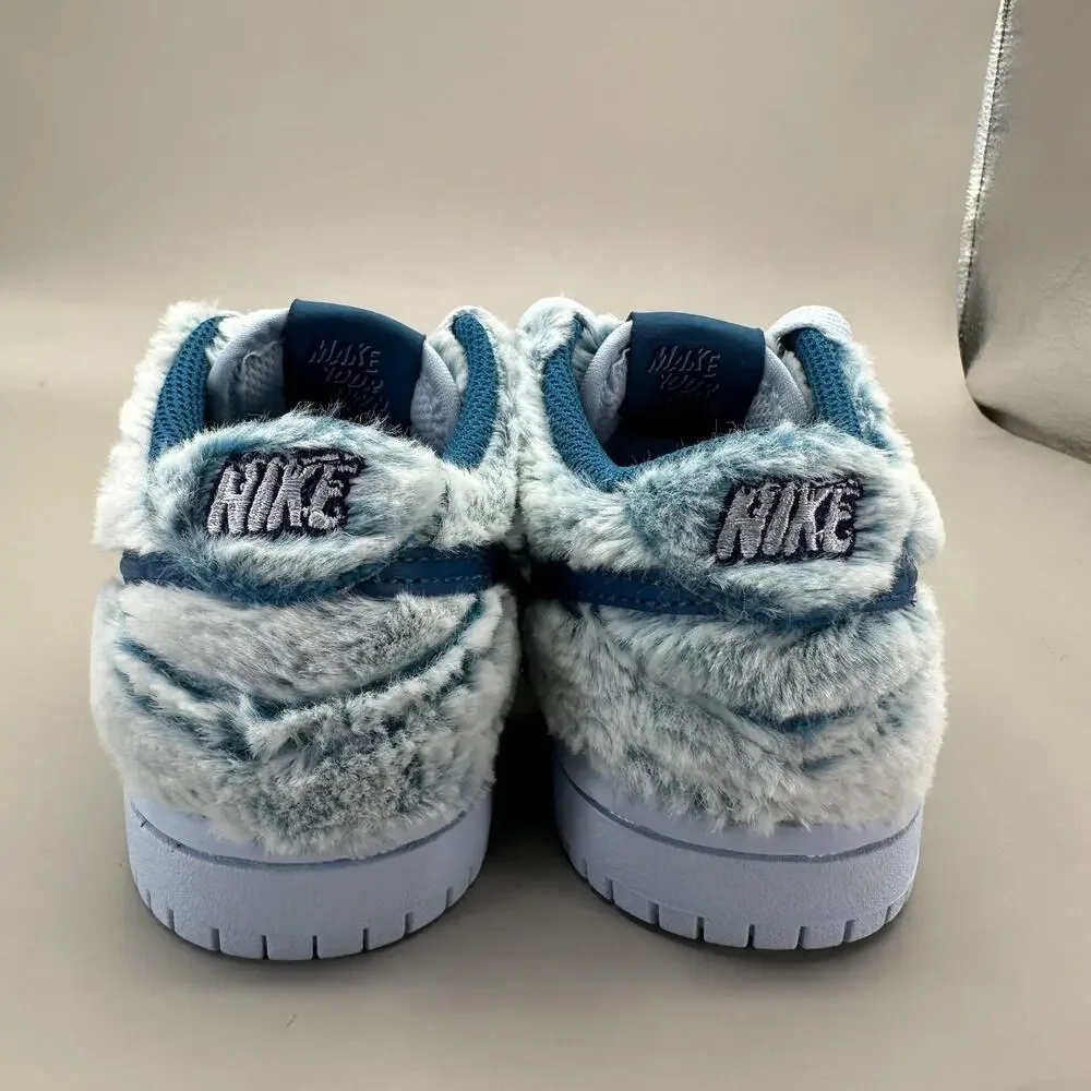 Nike Dunk Low PS 'Abominable Snowman' Shoes Kids Size 11C Blue Fur IM7170-441